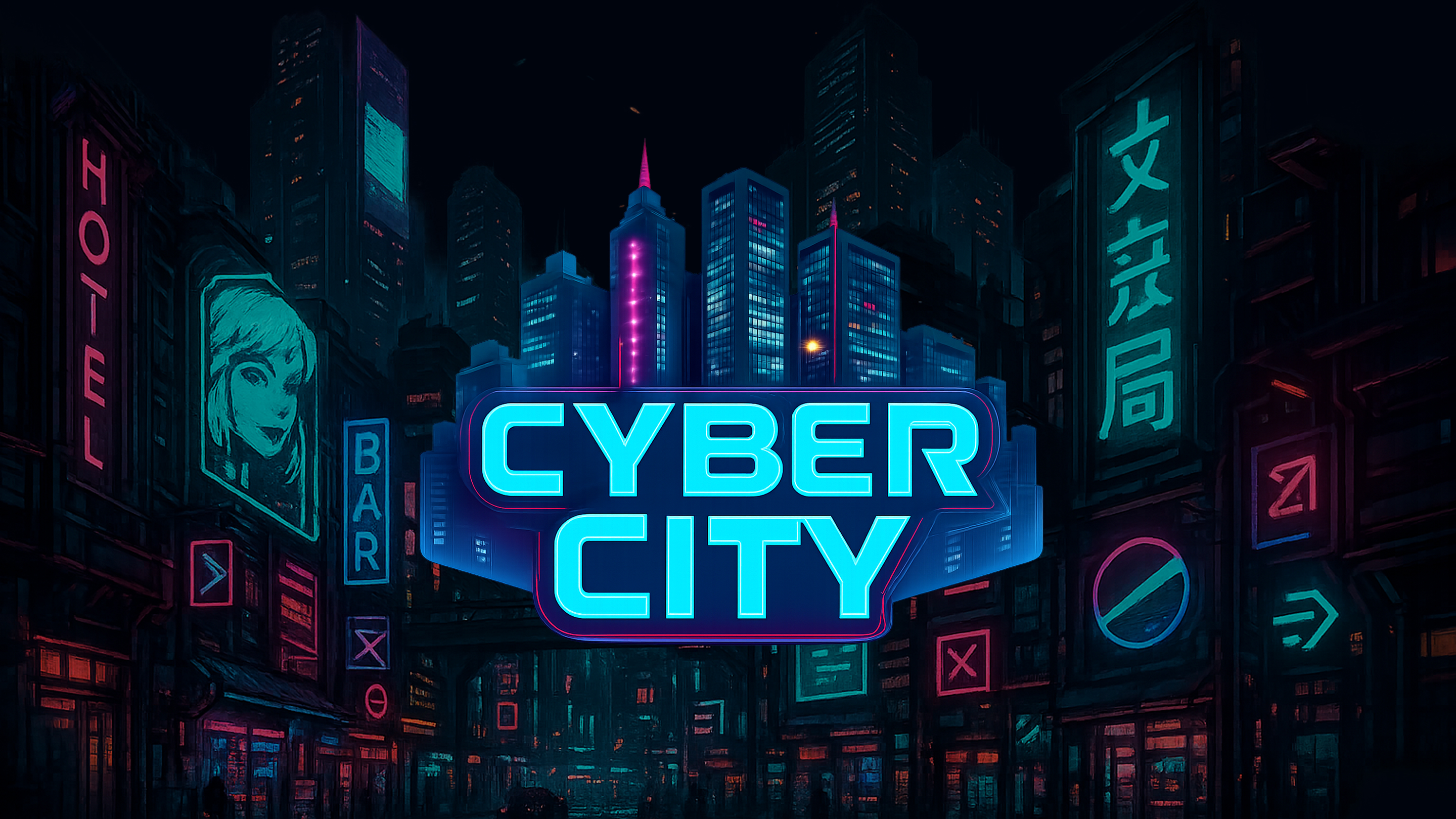 Interfață ruletă Cyber City cu lumini neon și peisaj urban futurist